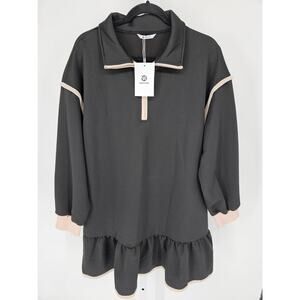 Wenrine Womens Sz XXL Make It Right Black Half Zip Sweatshirt Dress NEW